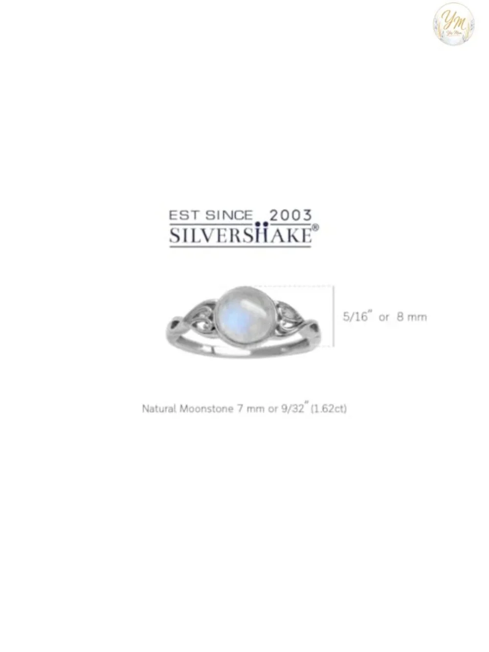 Vintage Victorian Solitaire Ring Genuine Moonstone 7mm White Gold Plated